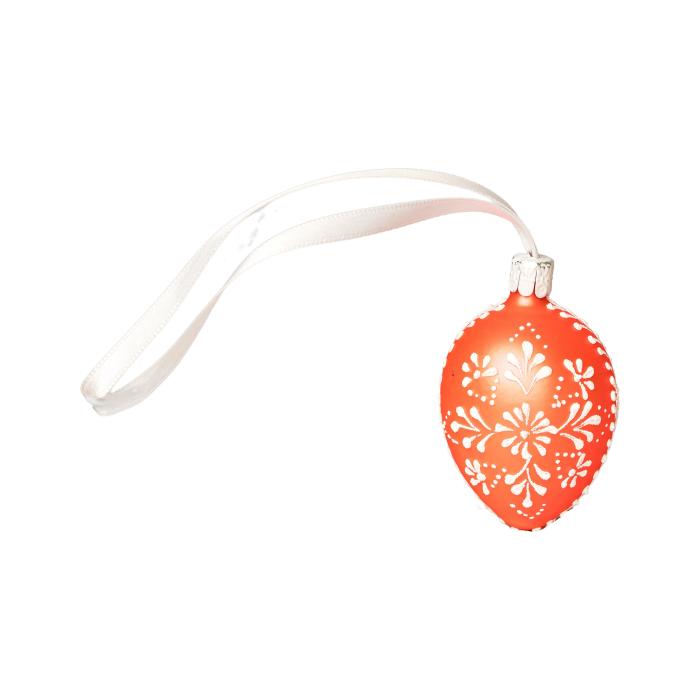 Sklenená ozdoba Veľkonočné vajíčka folklórne klasické 1 oranžová