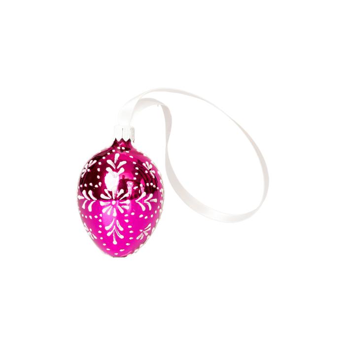 Sklenený ornament Veľkonočné vajíčka folklórne klasické 1 ružové