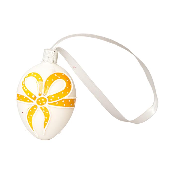 Sklenená ozdoba Veľkonočné vajíčka mašľa - viacero farieb