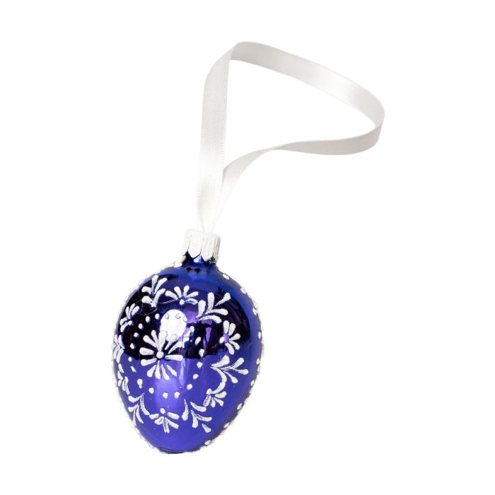 Sklenený ornament Veľkonočné vajíčka folklórne klasické 2 fialové