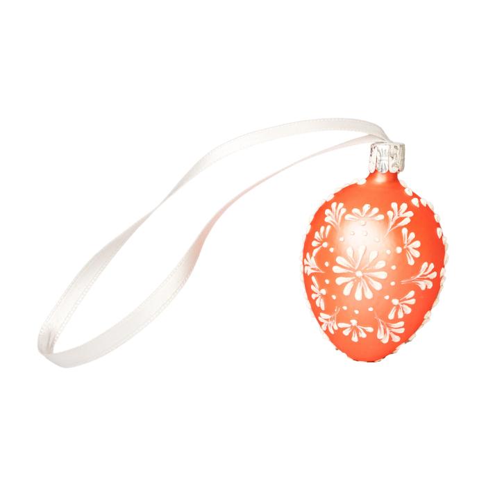 Sklenený ornament Veľkonočné vajíčka folklórne klasické 2 oranžové