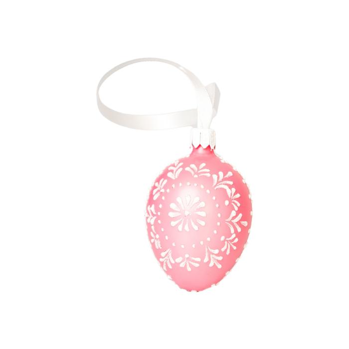 Sklenený ornament Veľkonočné vajíčka folklórne klasické 2 svetlo ružové