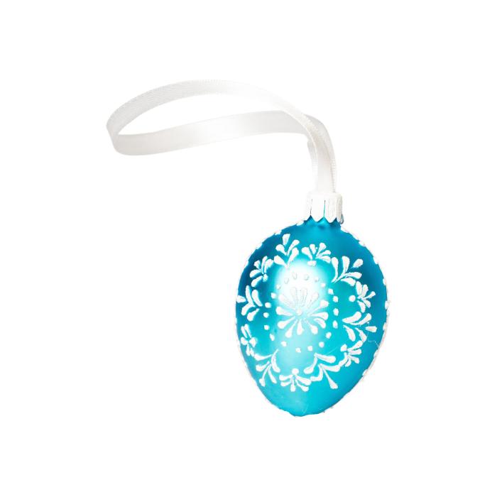 Sklenený ornament Veľkonočné vajíčka folklórne klasické 2 tyrkysové