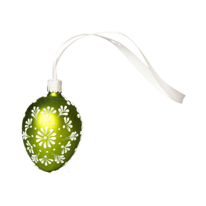 Sklenený ornament Veľkonočné vajíčka folklórne klasické 2 svetlozelené