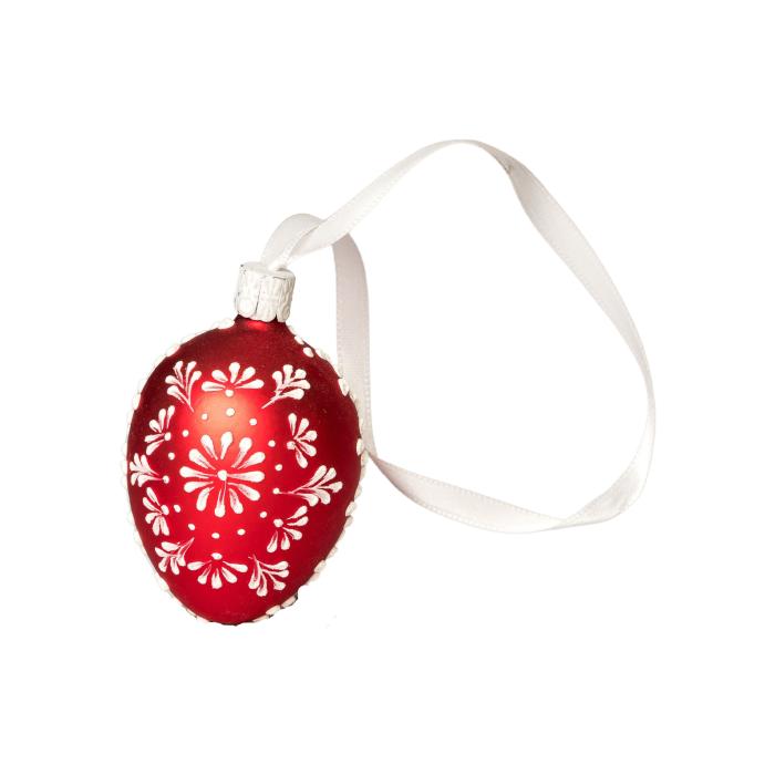 Sklenený ornament Veľkonočné vajíčka folklórne klasické 2 karmínové