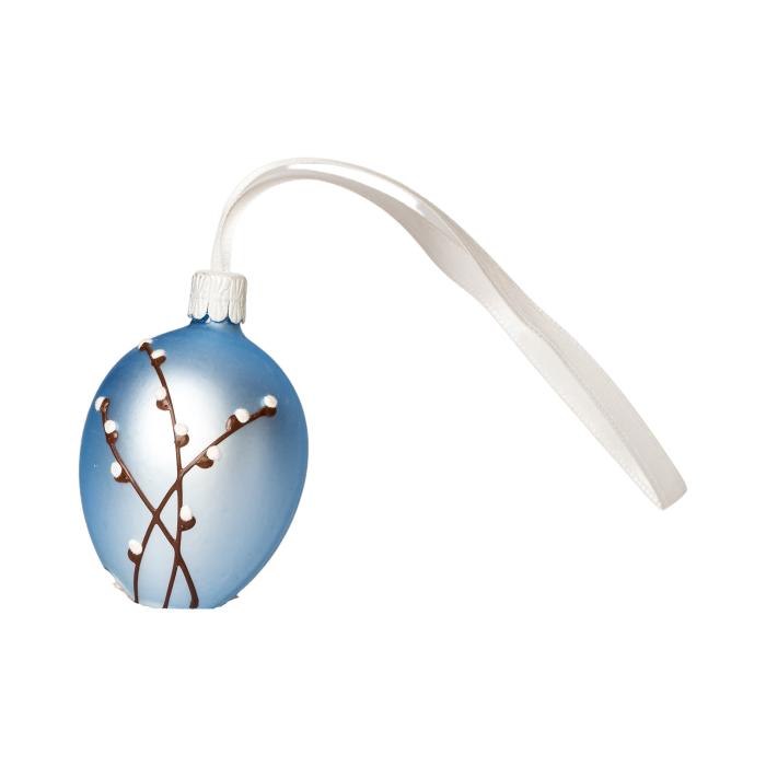 Sklenený ornament Veľkonočné vajíčka mačky modré