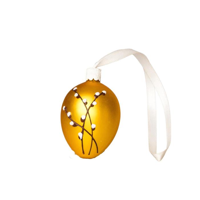 Sklenený ornament Veľkonočné vajíčka mačky žlté