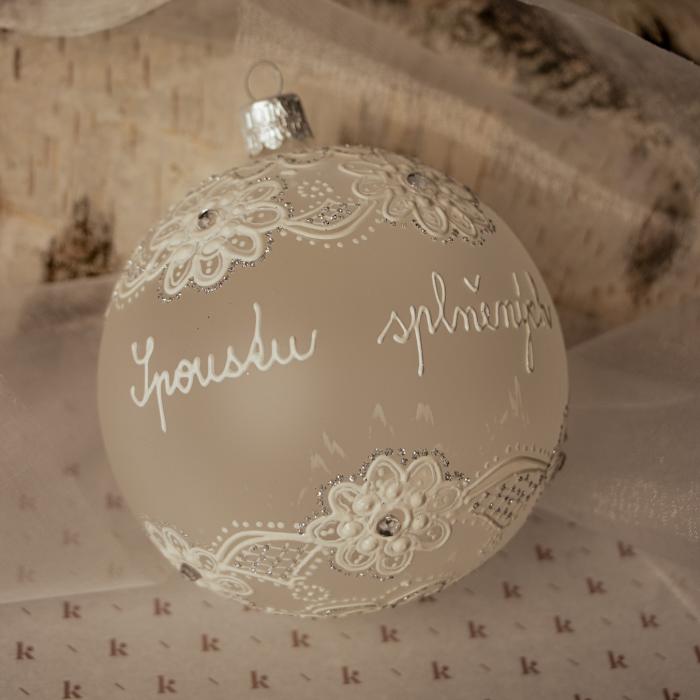 Svadobná sklenená guľa na karte - s dátumom (10 cm)