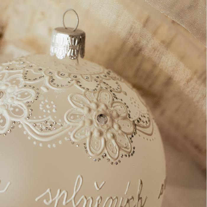 Svadobná sklenená guľa na karte - s dátumom (10 cm)