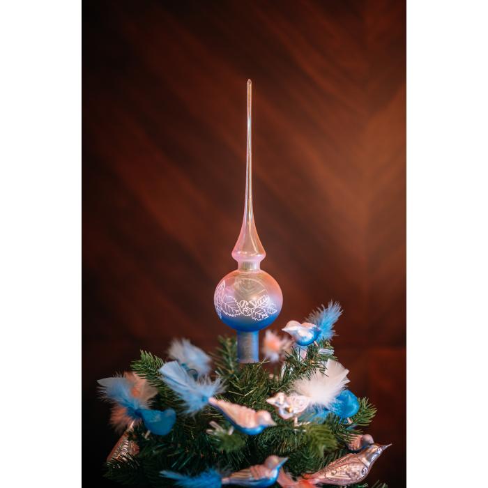 Sklenené vianočné ozdoby Špice ružovomodrá