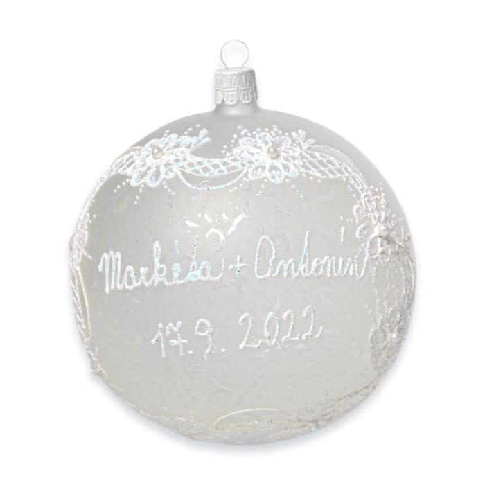 Svadobná sklenená guľa na karte - s dátumom (12 cm)