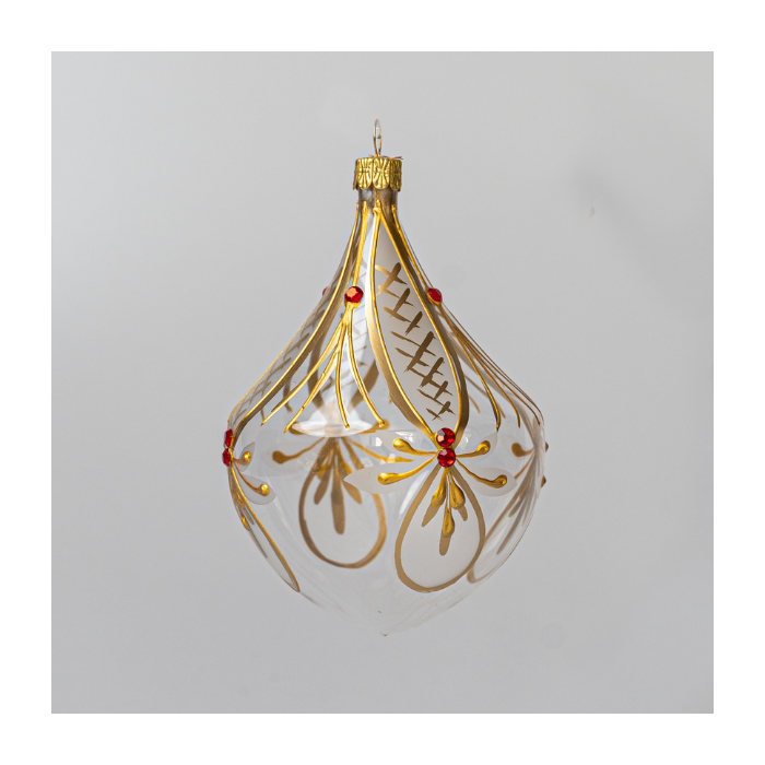 Vianočná dekorácia Secession - Flakón číry s červenými kamienkami, 1 kus