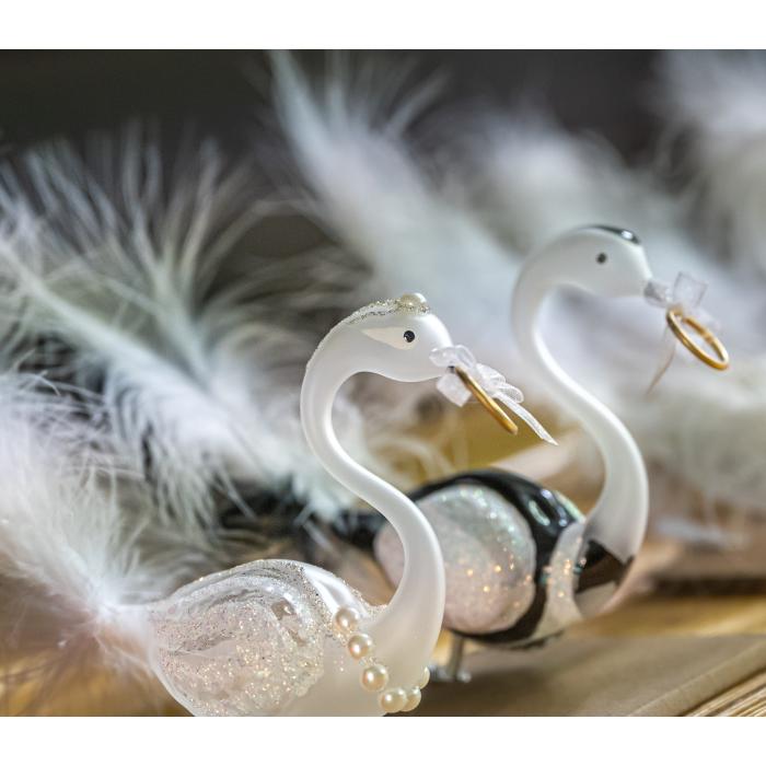 Svadobný labutí pár princ a princezná