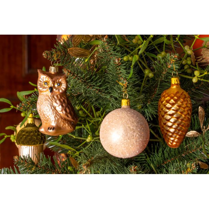 Sada sklenených vianočných ozdôb - snehové vločky, šišky a machové gule, 12 ks