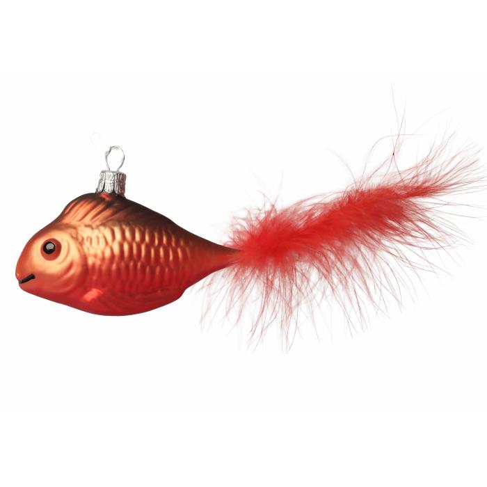 Vianočná ozdoba - Rybka s červeným chvostom, 1 ks
