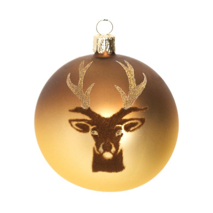 Sada sklenených vianočných ozdôb - Fľaše s jeleňom, 4 ks