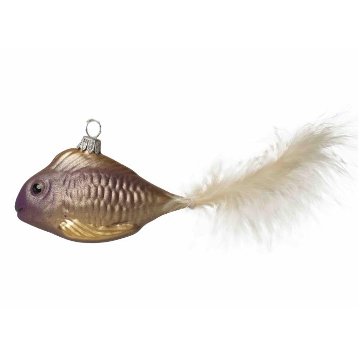 Vianočná ozdoba - Rybka s béžovým chvostom, 1 ks