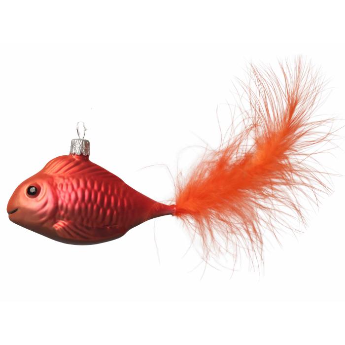 Vianočná ozdoba - Rybka s oranžovým chvostom, 1 ks