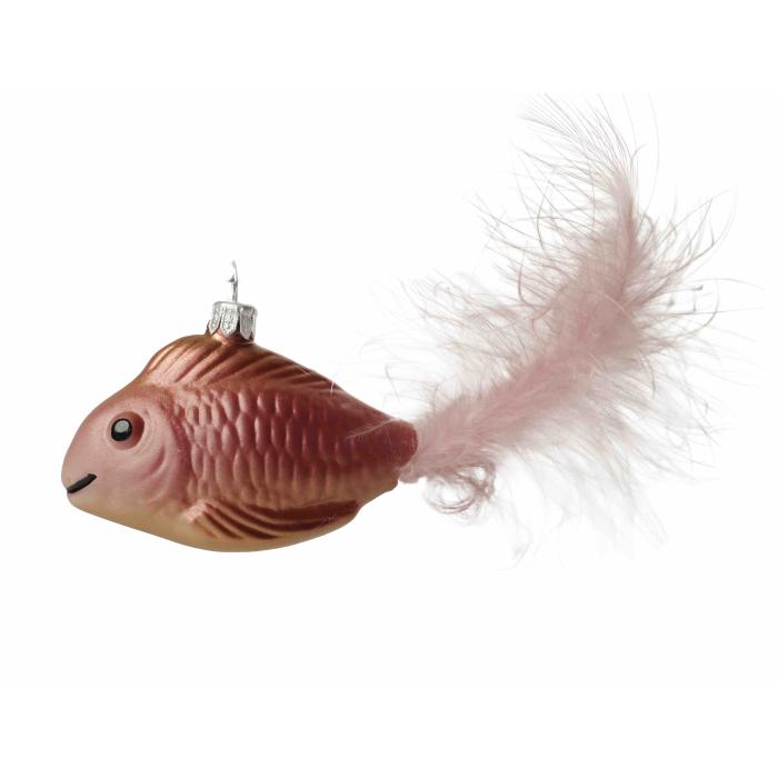 Vianočná ozdoba - Rybka so staroružovým chvostom, 1 ks