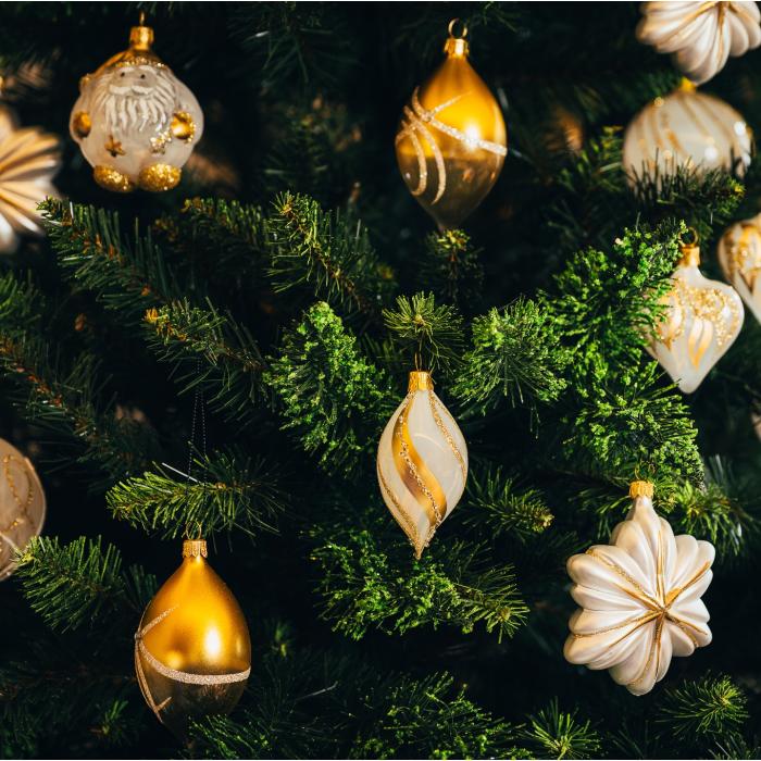 Sklenené vianočné ozdoby - kvapka s vetvičkami, 1ks