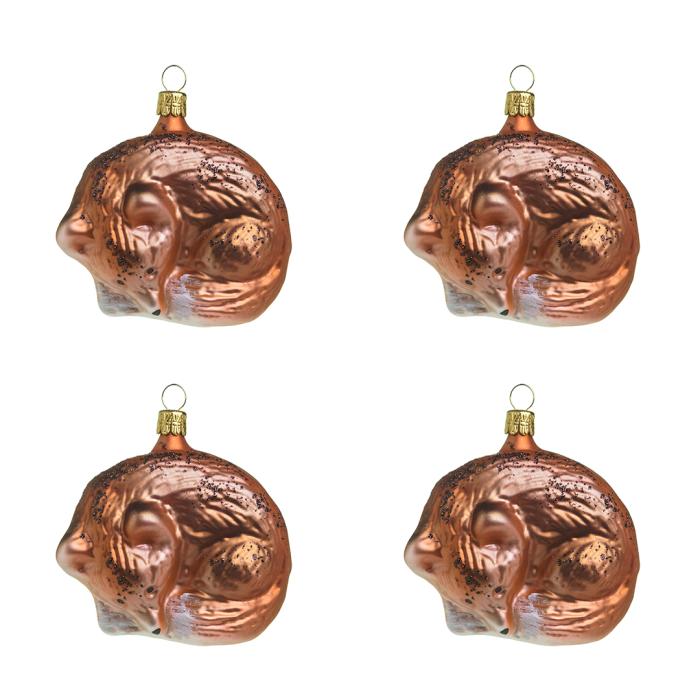 Sada sklenených vianočných ozdôb - spiaca líška, 4 ks