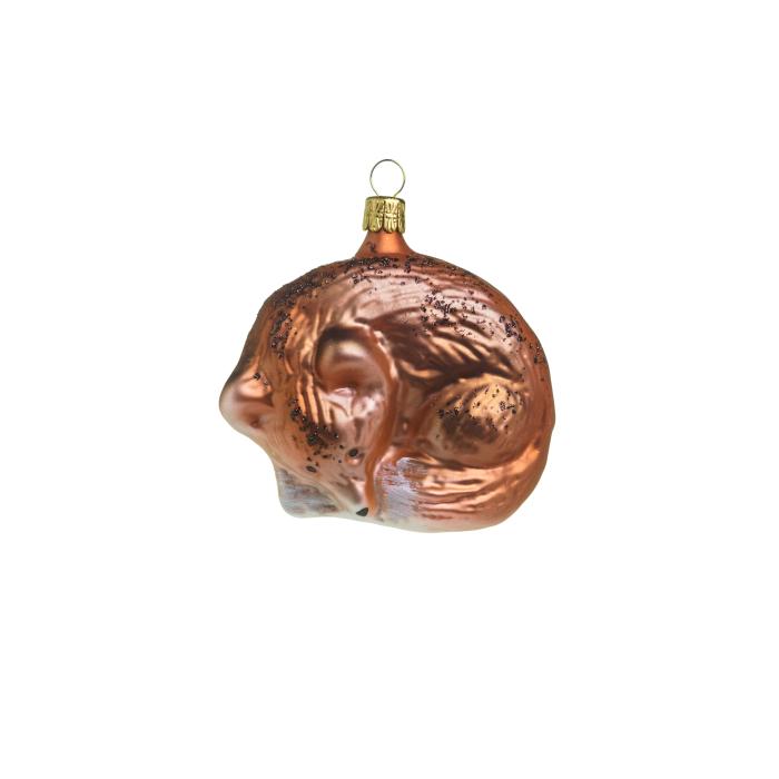 Sada sklenených vianočných ozdôb - spiaca líška, 4 ks