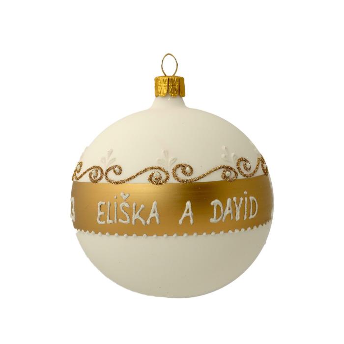 Svadobná sklenená guľa na karte - s textom okolo (8 cm)