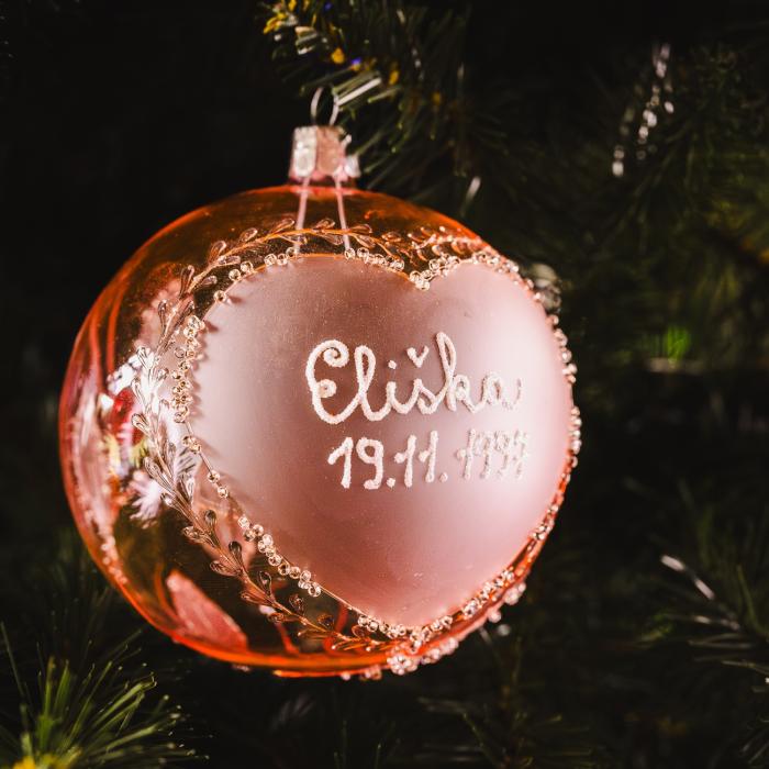 Vianočná sklenená ozdoba s menom / textom - dieťa 10 cm - modrá