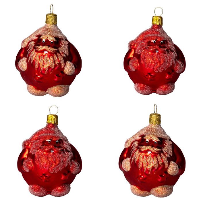 Sklenené vianočné ozdoby - Santa Claus, 4 ks