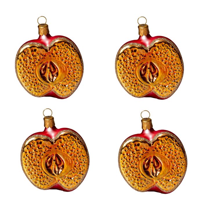 Sklenené vianočné ozdoby - Jablká, 4 ks