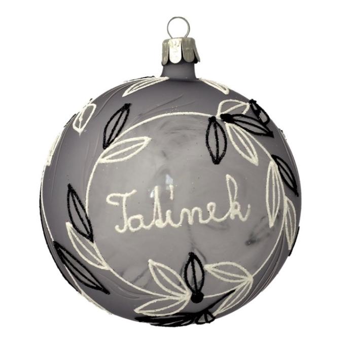 Vianočná sklenená ozdoba s menom / textom - pamätná 10 cm, 1 ks