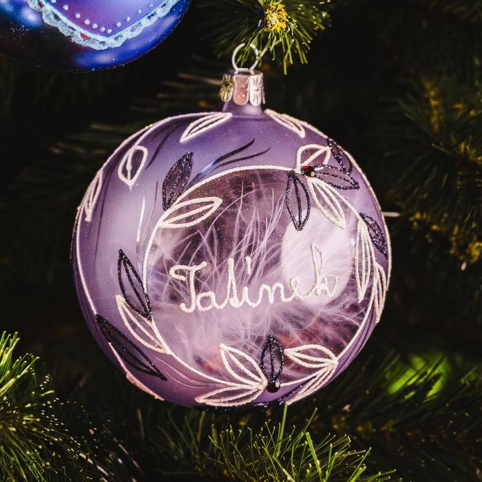 Vianočná sklenená ozdoba s menom / textom - pamätná 10 cm, 1 ks