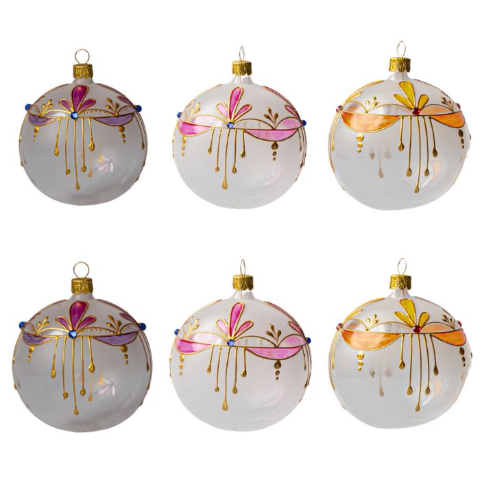 Sada vianočných dekorácií secesné diadémy ružové, 6 ks