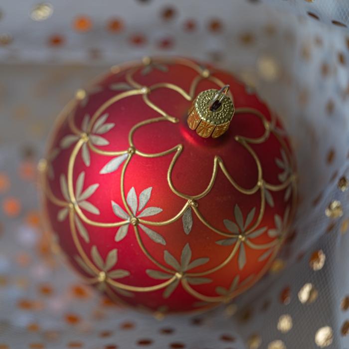 Sada vianočných ozdôb Secese - platinové a vzorované banky, 6 ks