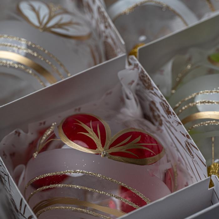 Sada vianočných dekorácií Secese - Flakóny s vitrážovými listami, 6 ks