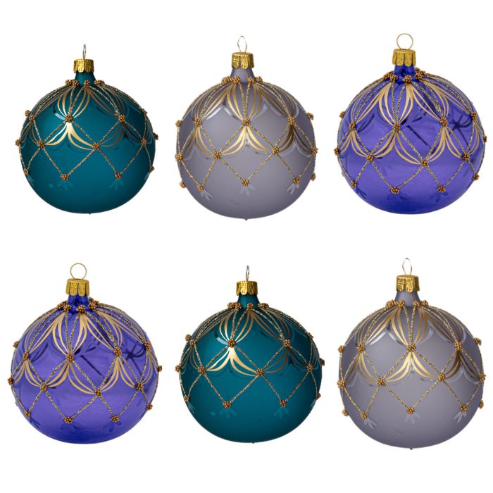 Sada vianočných dekorácií Secese: Flakóny so závesom, 6 ks