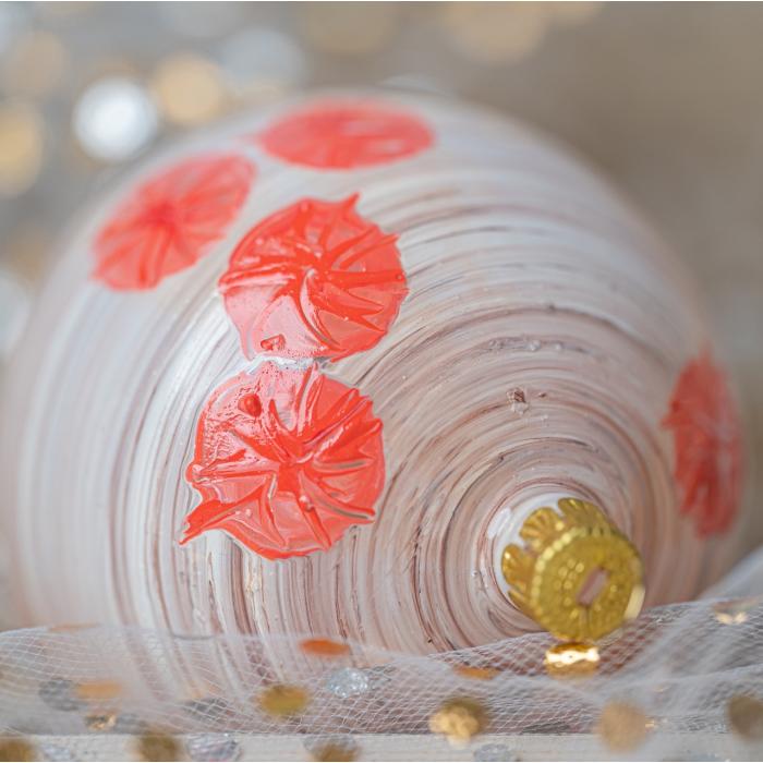 Sada vianočných dekorácií Secese - Terakotové banky s kvetmi, 6 ks