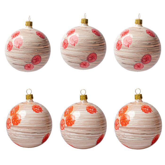 Sada vianočných dekorácií Secese - Terakotové banky s kvetmi, 6 ks