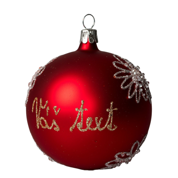 Sklenená ozdoba s menom / textom - kvety strieborná (10 cm)