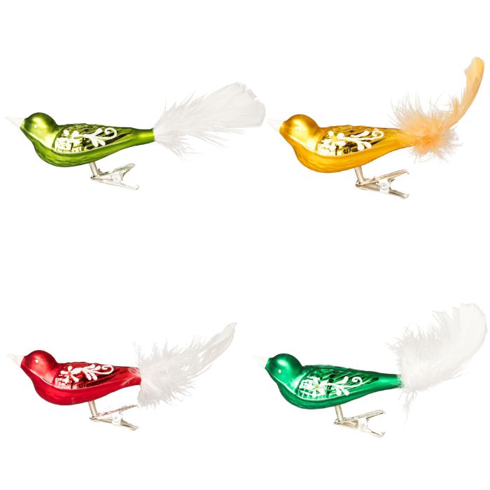 Sklenené ozdoby Sada jarných vtákov, 4 ks