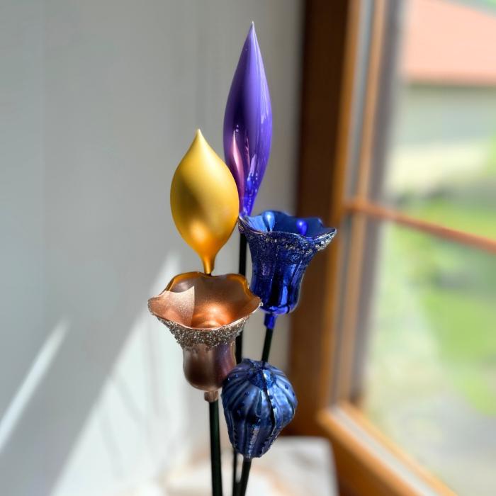 Sklenená kytica Tulipány a ľalie, 5 ks