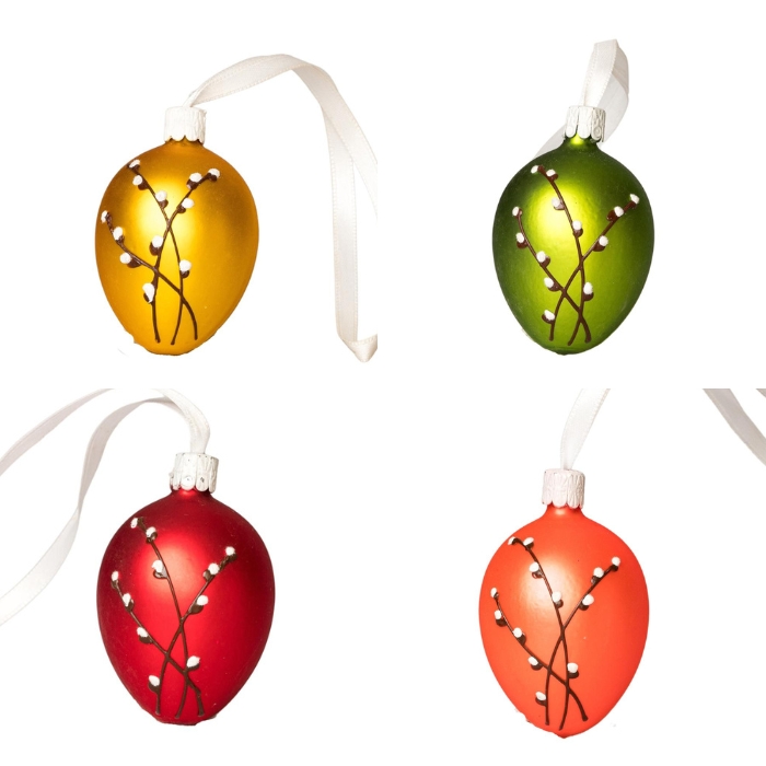 Sklenené ozdoby - jarná sada vajíčok, 4 ks