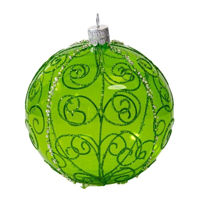 Sklenené vianočné ozdoby základné Mach - Machové guľôčky číre s korálkami, 4 ks