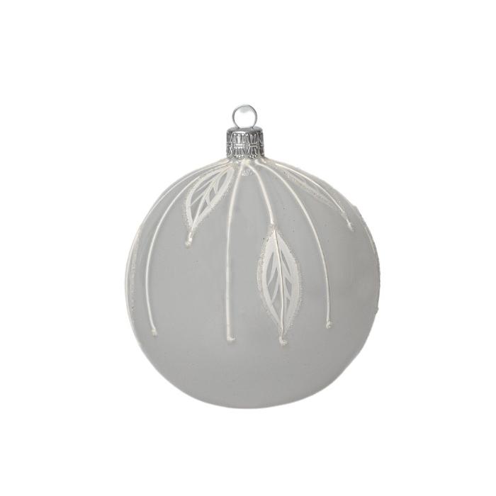 Sklenené vianočné ozdoby basic Bianco - Bianco zdobené gule, 4 ks