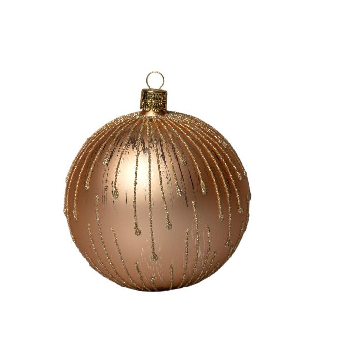 Sklenené vianočné ozdoby basic Caramel - Matné gule Caramel, 4 ks