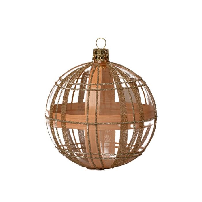 Sklenené vianočné ozdoby basic Caramel - Karamelové veľké číre gule, 4 ks