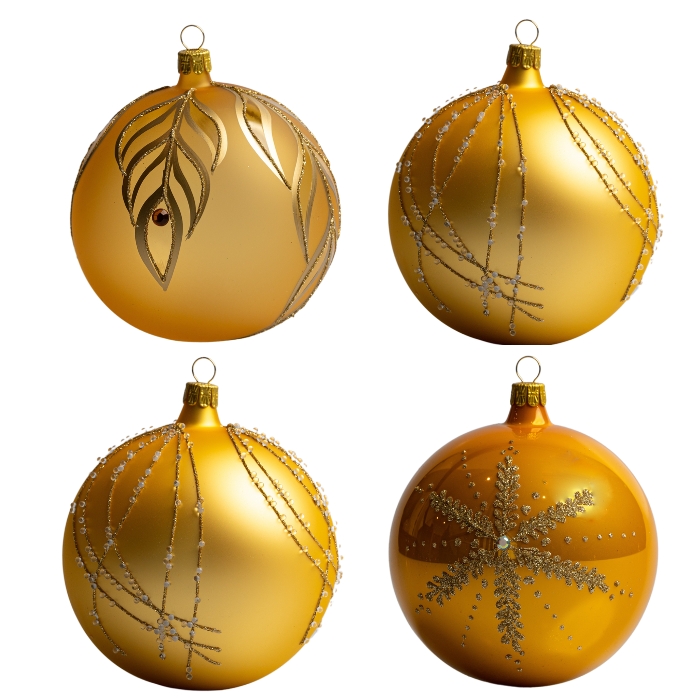 Sklenené vianočné ozdoby základné Sunshine - Sunshine veľké gule, 4 ks