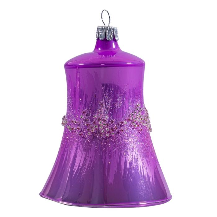 Sklenené vianočné ozdoby basic Lila - Lila veľký zvon, 1 ks