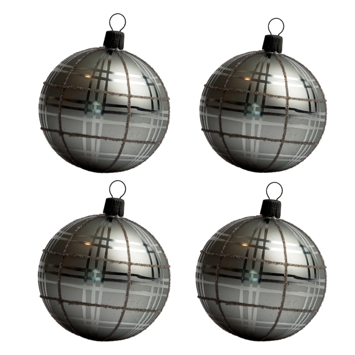 Sklenené vianočné ozdoby basic Nero - Nero kanafas, 4 ks