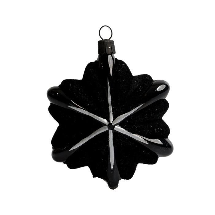 Sklenené vianočné ozdoby basic Nero - Nero vločky, 4 ks